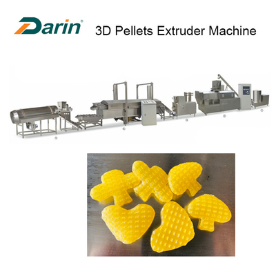 Single Screw 3D Pellets Fryer Snacks Making Machine Stainless Steel